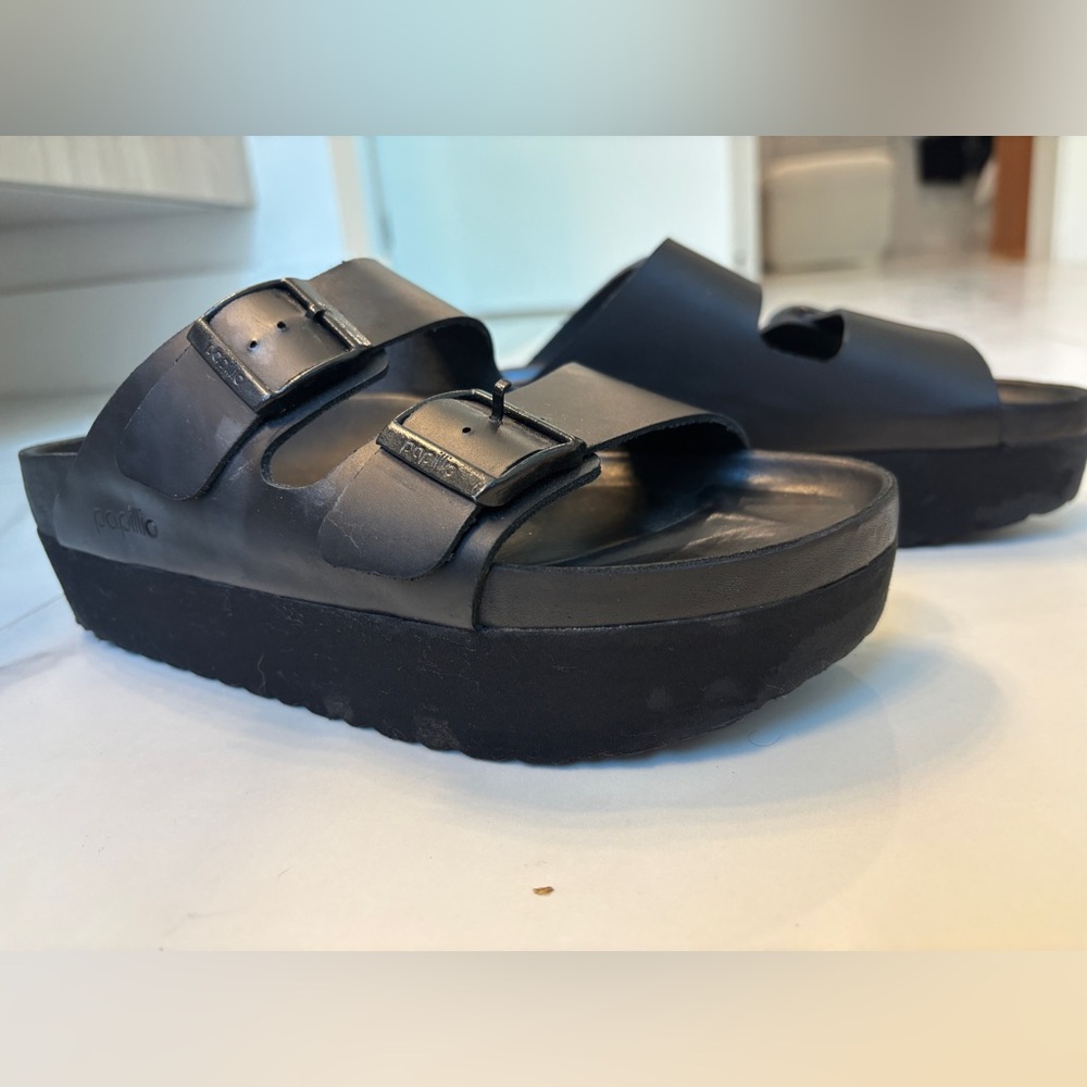 Birkenstock AZ Platform Black Leather - Size EU 40